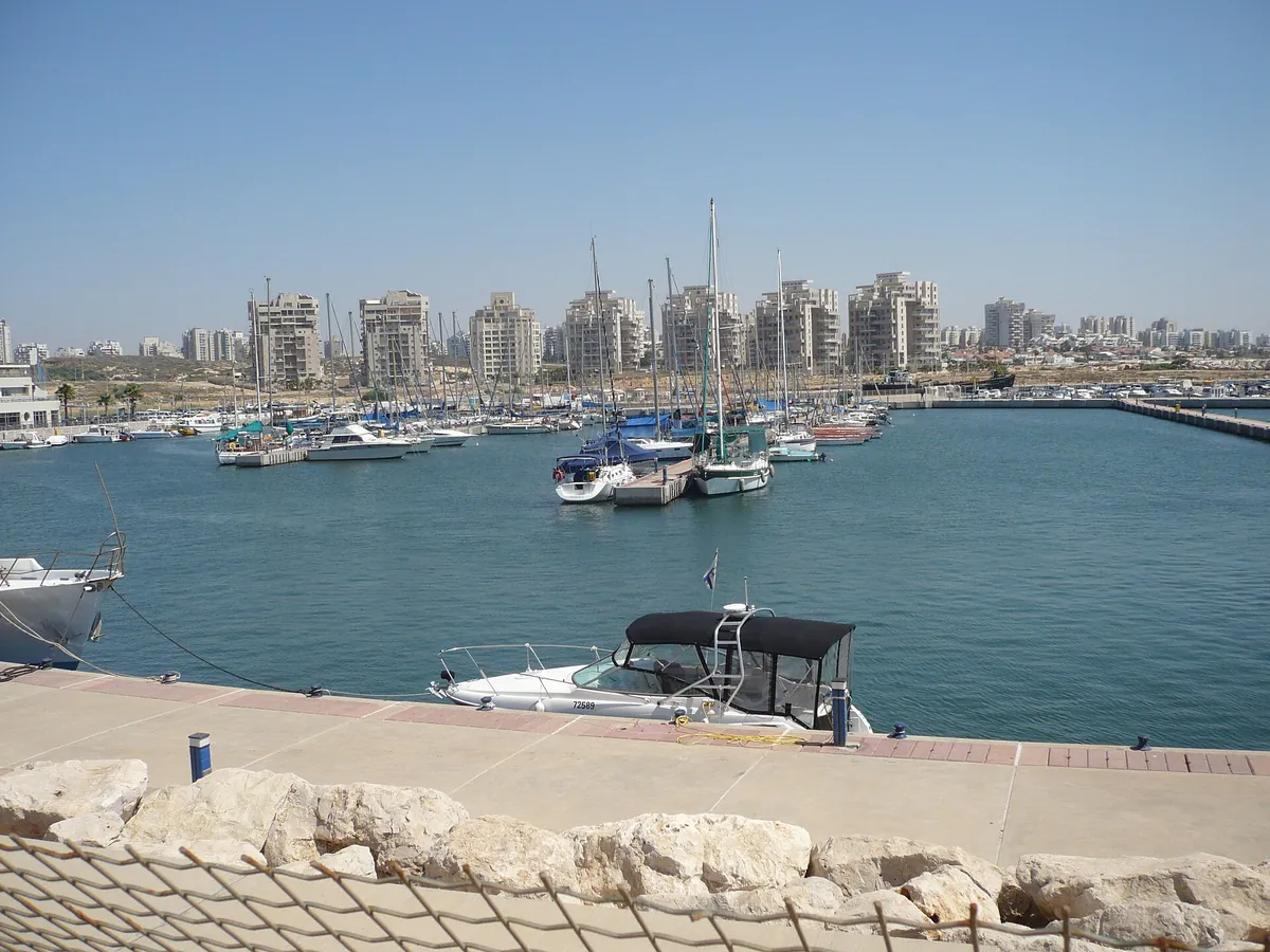 Boats moored in Ashdod Marina